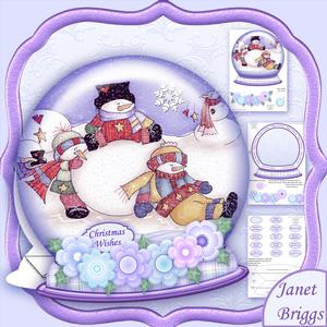 Christmas Snow Globe Snowmen Fun Shaped Card Mini Kit