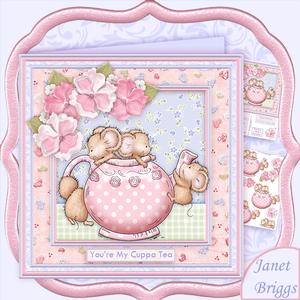 Time for Tea Mice 8x8 Mini Kit & Decoupage Various Occasions