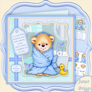 Baby Boy Bath Time 8x8 Mini Kit & Decoupage