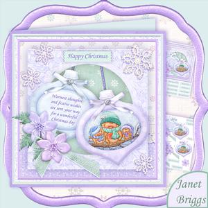 Christmas Baubles Jingle Robins Decoupage 8x8 Mini Kit