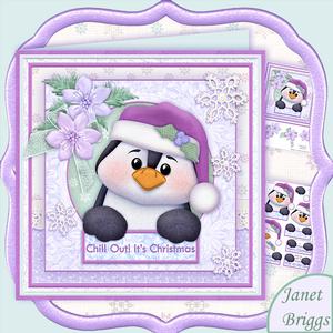 Shabby Chic Penguin 8x8 Christmas Mini Kit & Decoupage