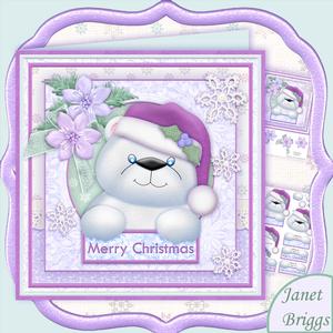 Shabby Chic Polar Bear 8x8 Christmas Mini Kit & Decoupage