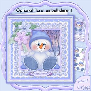 Snowman Baby Blue 8x8 Christmas Mini Kit Flowers Optional