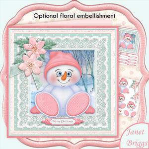 Snowman Baby Pink 8x8 Christmas Mini Kit Flowers Optional