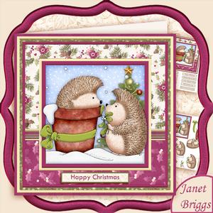 Mistletoe Hedgehogs 7.5 Christmas Decoupage Mini Kit