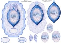 Christmas Blue Winter Bauble Topper Optional Layers Pyramage