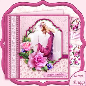 Lady Rose Female Birthday Mother's Day 8" Decoupage Mini Kit