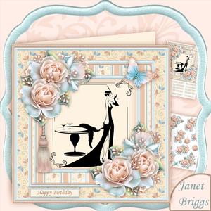 Champagne Art Deco Lady 8x8 Mini Kit & Decoupage