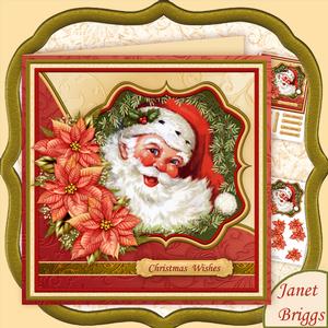 Vintage Jolly Santa Christmas Decoupage 7.5 Mini Kit
