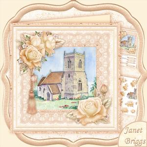 Church and Roses Wedding Christening 8x8 Decoupage Mini Kit