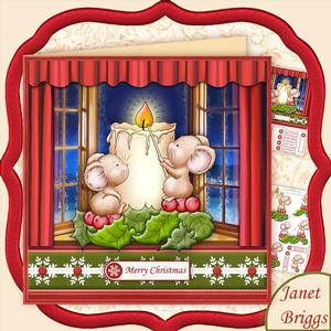 Candlelight Mice 8x8 Christmas Mini Kit with Decoupage