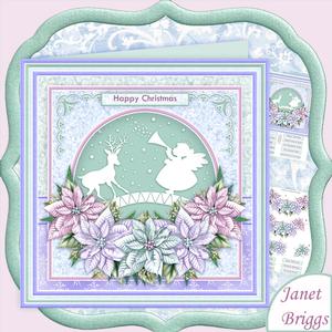 Christmas Angel Reindeer & Poinsettia 8x8 Decoupage Mini Kit