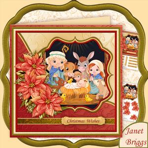 Christmas Cute Nativity & Poinsettia 7.5 Decoupage Mini Kit