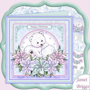Baby Polar Bear & Poinsettia Christmas 8x Decoupage Mini Kit