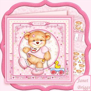 Baby Girl Bear & Duck 8x8 Decoupage Mini Kit