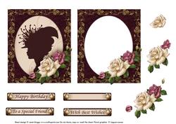 Vintage Lady Rose Silhouette Decoupage