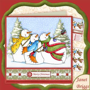 Snowman Selfie Christmas 8x8 Decoupage Mini Kit