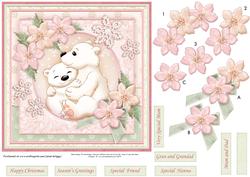 Hugging Polar Bear Christmas 7" Topper & Decoupage