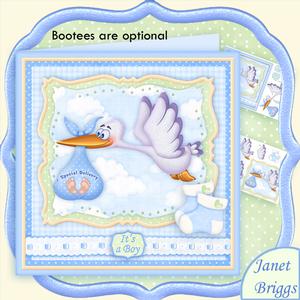 Baby Boy Special Delivery Stork 8x8 Decoupage Mini Kit