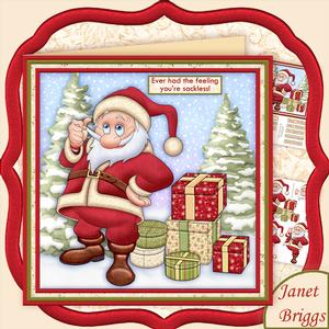 Sackless Santa Humorous Christmas Decoupage 7.5 Mini Kit