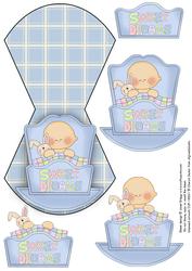 New Baby Boy in Cradle Wobble Card
