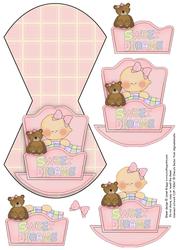 New Baby Girl in Cradle Wobble Card