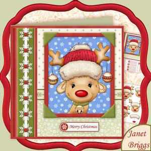 Jolly Reindeer Cheers 8x8 Christmas Decoupage Mini Kit