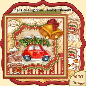 Retro Car Bringing Home the Tree Christmas 8x8 Mini Kit
