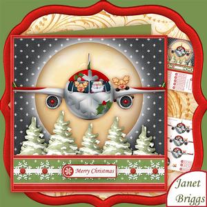 Santas Jet Plane 7.5 Christmas Decoupage Mini Kit