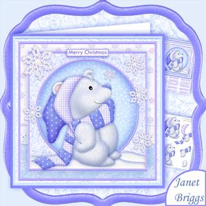 Polar Bear Cub Christmas 8x8 Decoupage Mini Kit