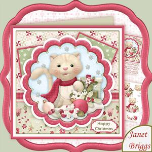 Kittys Christmas Baubles 8x8 Decoupage Mini Kit