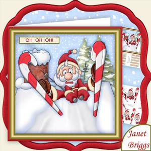 Oh Oh Oh Ski Jump Santa Christmas 7.5 Decoupage Mini Kit