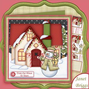Christmas House & Snowman 7.5 Decoupage & Insert Mini Kit