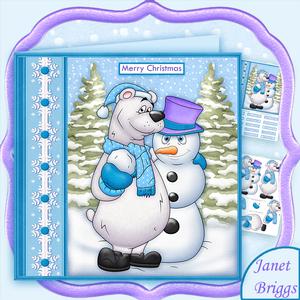 Polar Bear & Snowman Pals Christmas 7.5 Decoupage Mini Kit