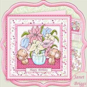 Little Mice Blooms 8x8 Decoupage Mini Kit Various Occasions