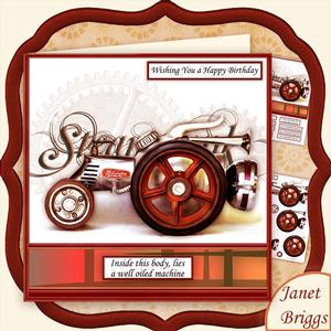 Well Oiled Machine Steampunk Tractor 8x8 Decoupage Mini Kit