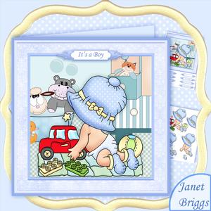 New Baby Boy Playing 8x8 Decoupage Mini Kit