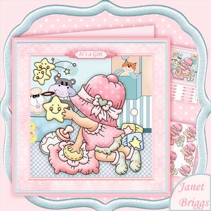 New Baby Girl Playing 8x8 Decoupage Mini Kit