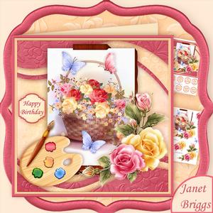 Artists Canvas Rose Basket 7.5 Decoupage Mini Kit