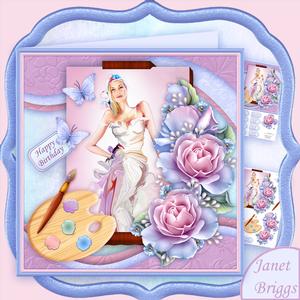 Artists Canvas Painted Lady 7.5 Decoupage Mini Kit