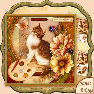 Artists Canvas Purrfect Day Kitten 7.5 Decoupage Mini Kit