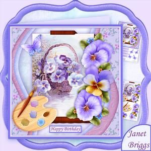Artists Canvas Pansies 7.5 Decoupage Mini Kit