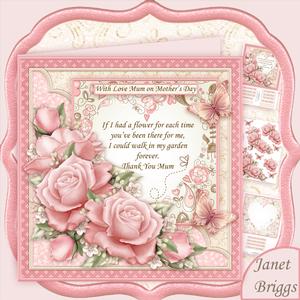 Thank You Mum Verse & Pink Roses 8x8 Decoupage Mini Kit