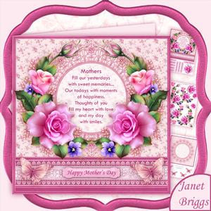 Pink Spring Rose Mothers Day Verse 8x8 Decoupage Mini Kit