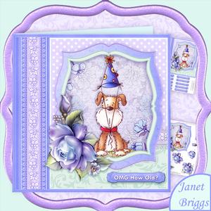 Omg How Old? Dog & Roses 8x8 Decoupage Mini Kit