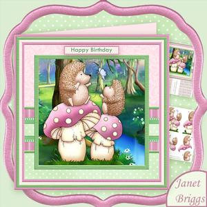 Hedgehogs Butterfly Play 8x8 Decoupage Mini Kit
