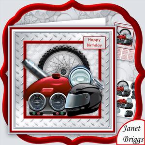 Motorbike Parts 8x8 Decoupage Mini Kit