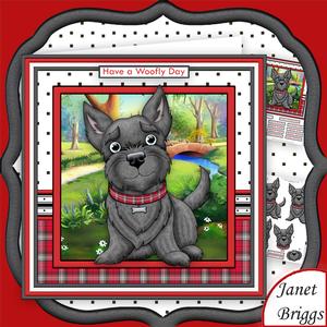 Scottie Dog Have a Woofly Day 8x8 Decoupage Mini Kit