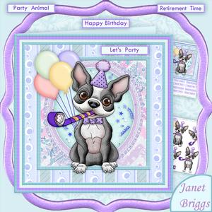 Let's Party Terrier Dog 8x8 Decoupage Mini Kit