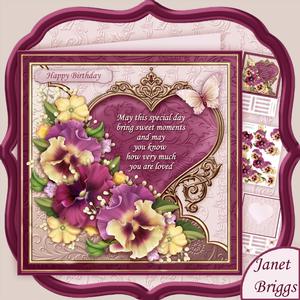 Pansies Heart & Verse All Occasions 8x8 Decoupage Mini Kit